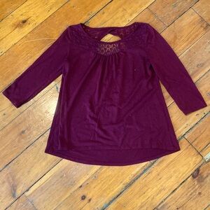 Womens Mossimo three-quarter sleeve top with lace accents